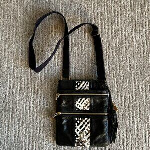L.A.M.B. Gwen Stefani ~ Black Leather Woven Crossbody Purse